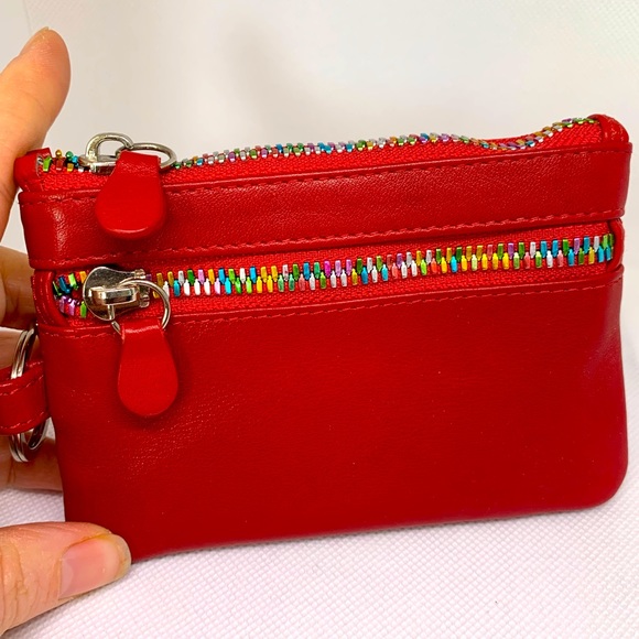 Red Leather Wallet/ Wristlet - Picture 1 of 10
